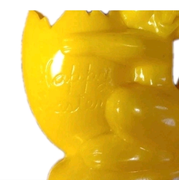 Rosbro Bunny Rabbit Happy Easter Egg Candy Container Toy Yellow Plastic Vintage - Picture 4 of 6
